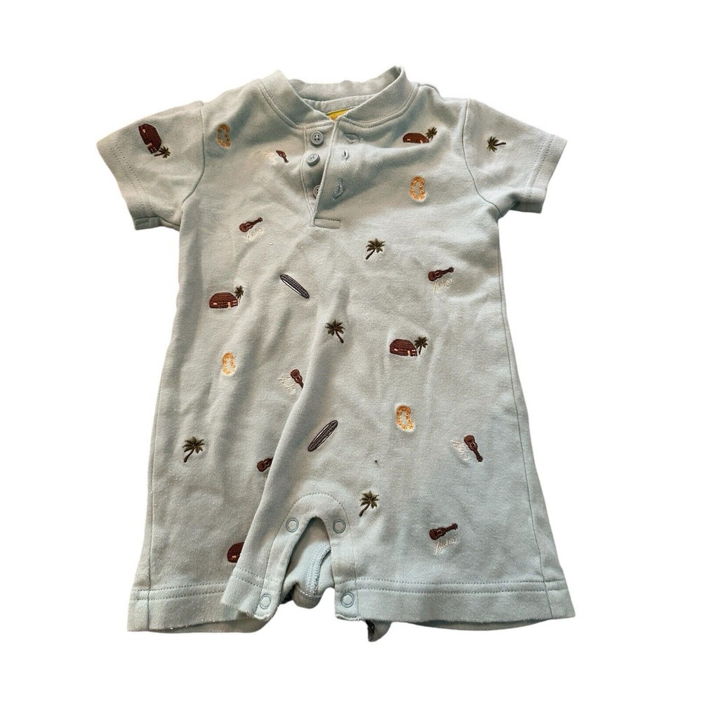 Gymboree Romper Outfit 3-6 Months Vintage 2004 Surf Surfboard Beach Theme EUC
